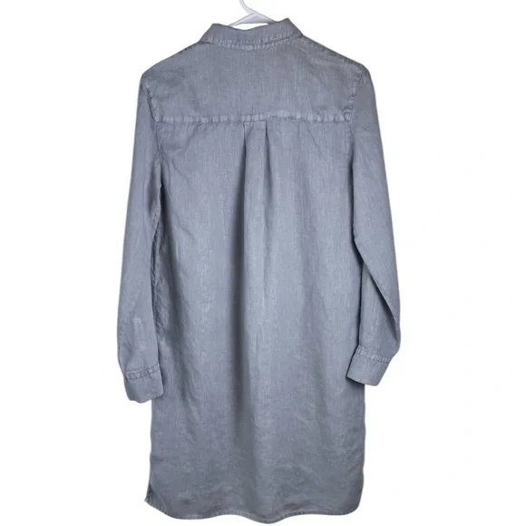 James Perse Linen Long Sleeves Button-Up Mini-Shirt Dress Sz 1 (S} - Picture 2 of 10
